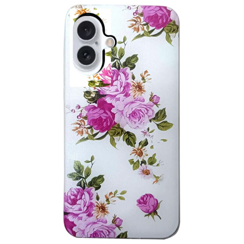 Capa de flores cor-de-rosa para iPhone 16 Plus