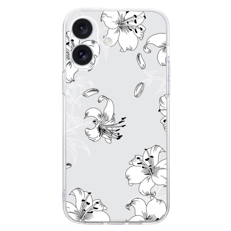 Capa para iPhone 16 Plus Flores brancas