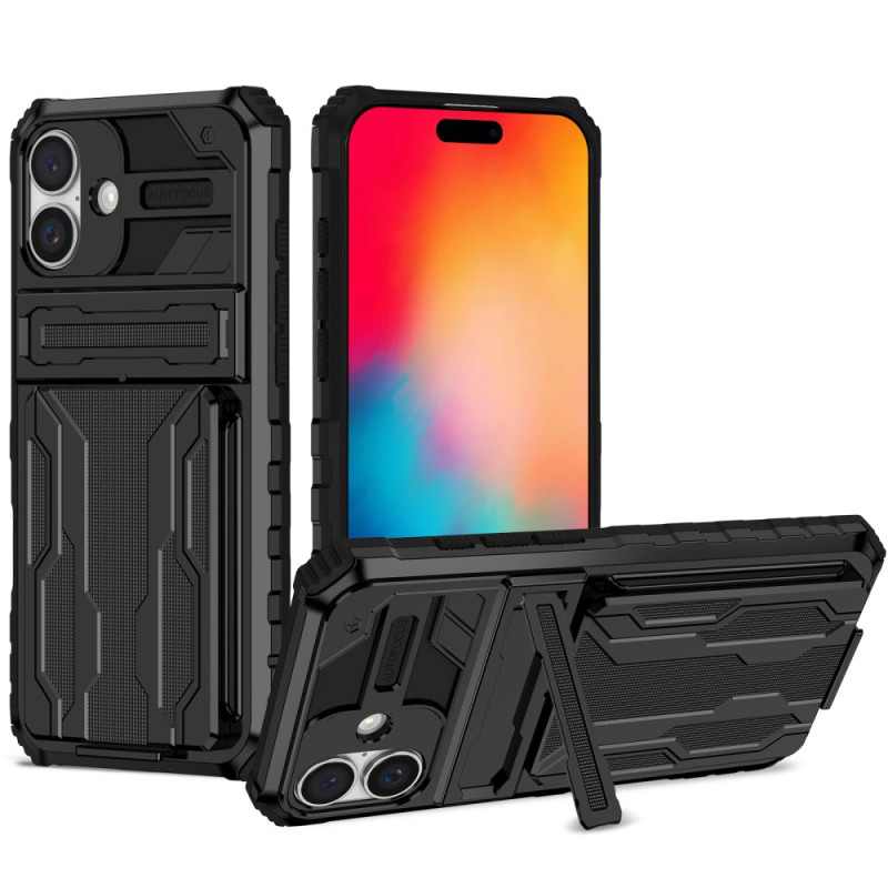 Capa para iPhone 16 Plus com suporte e porta-cartões integrados