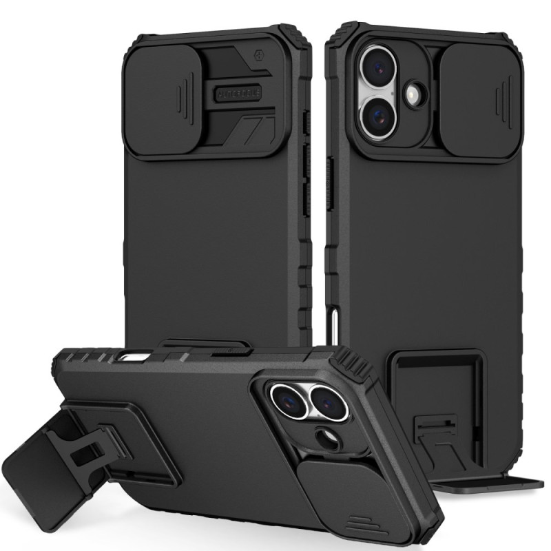 Capa para iPhone 16 Plus com câmara deslizante e suporte