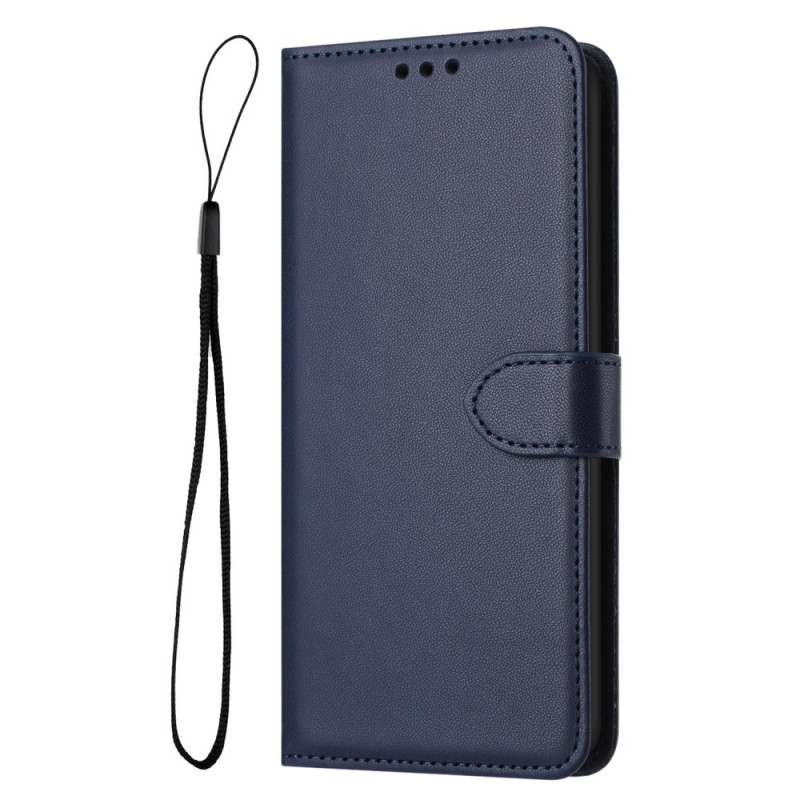 Capa para iPhone 16 Plus estilo couro liso com correia