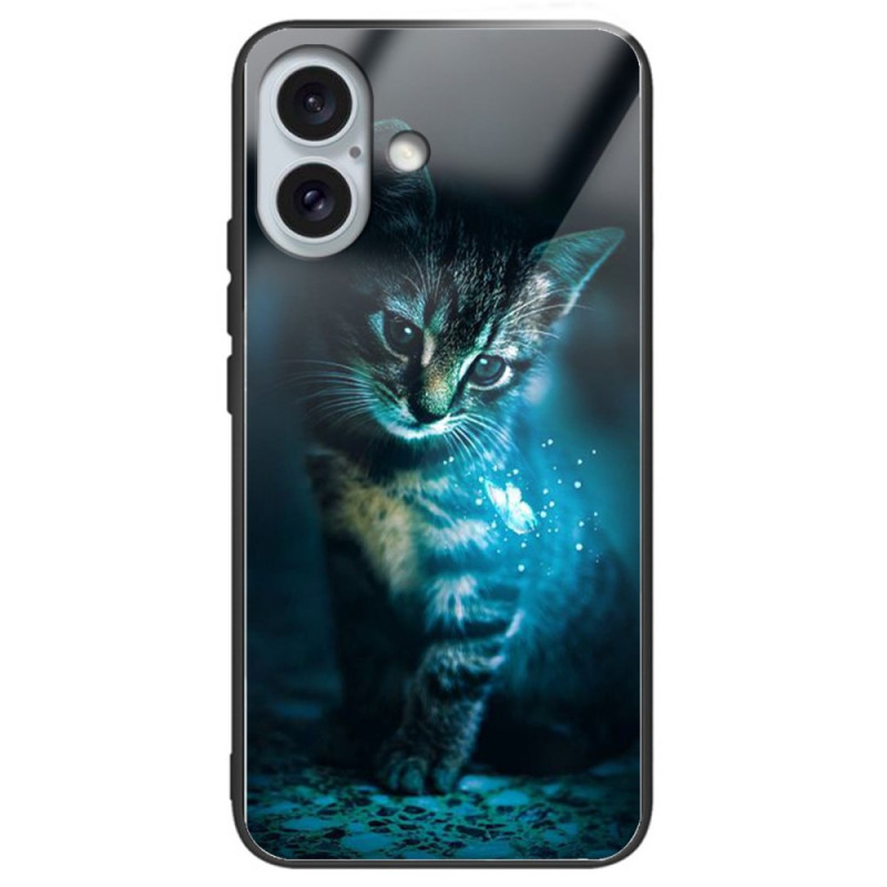 Capa para iPhone 16 Plus Gato de vidro temperado