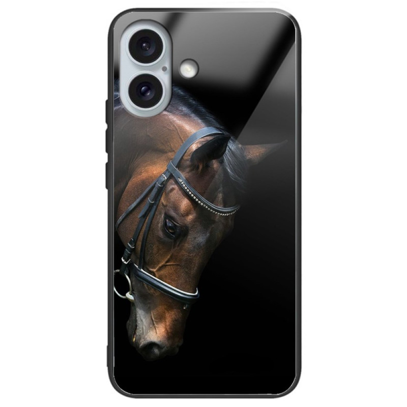 Capa de vidro temperado para iPhone 16 Plus Cabeça de cavalo