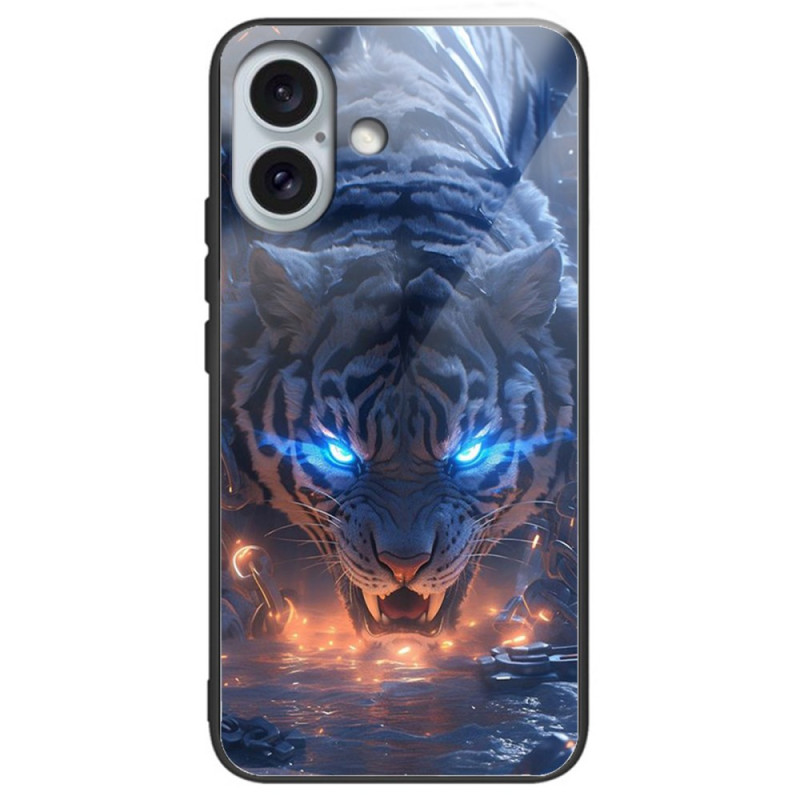 Capa de vidro temperado com impressão de tigre para iPhone 16 Plus