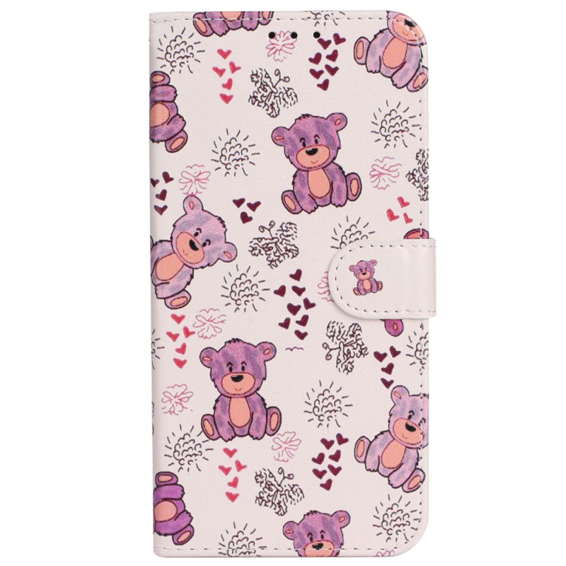 Capa para iPhone 16 Pro com padrão de ursinho de peluche e alça