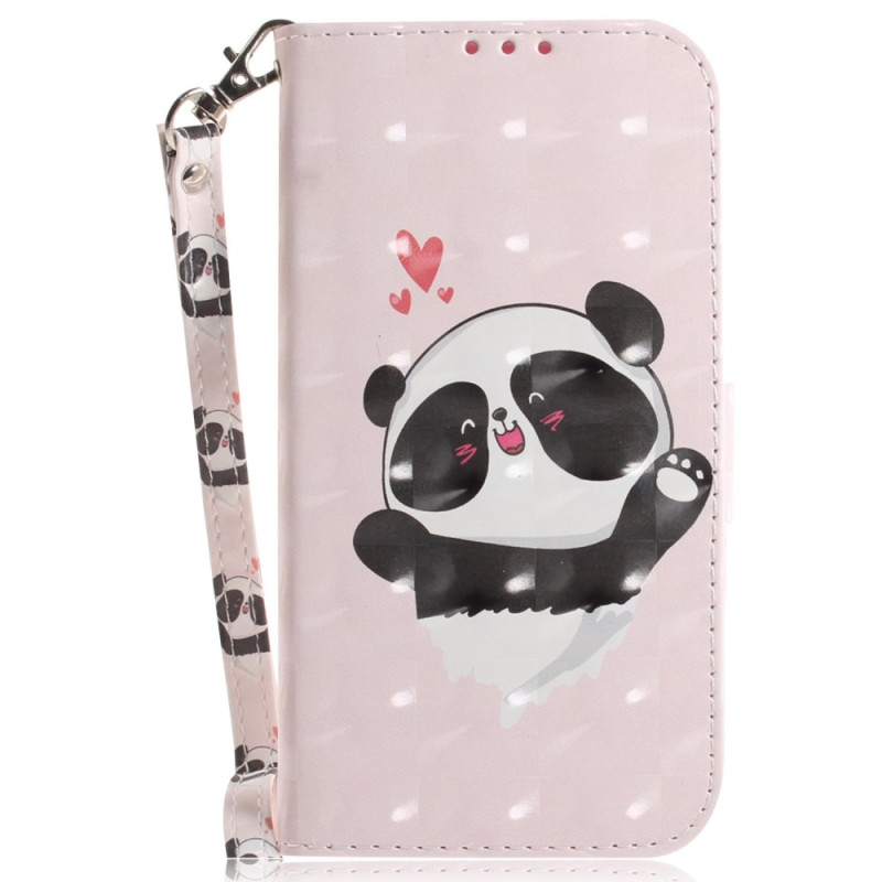 Capa iPhone 16 Pro Panda Love com cordão de pescoço