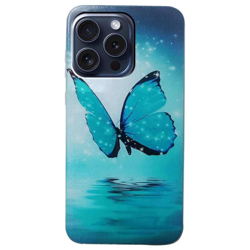 Capa Butterfly azul para iPhone 16 Pro