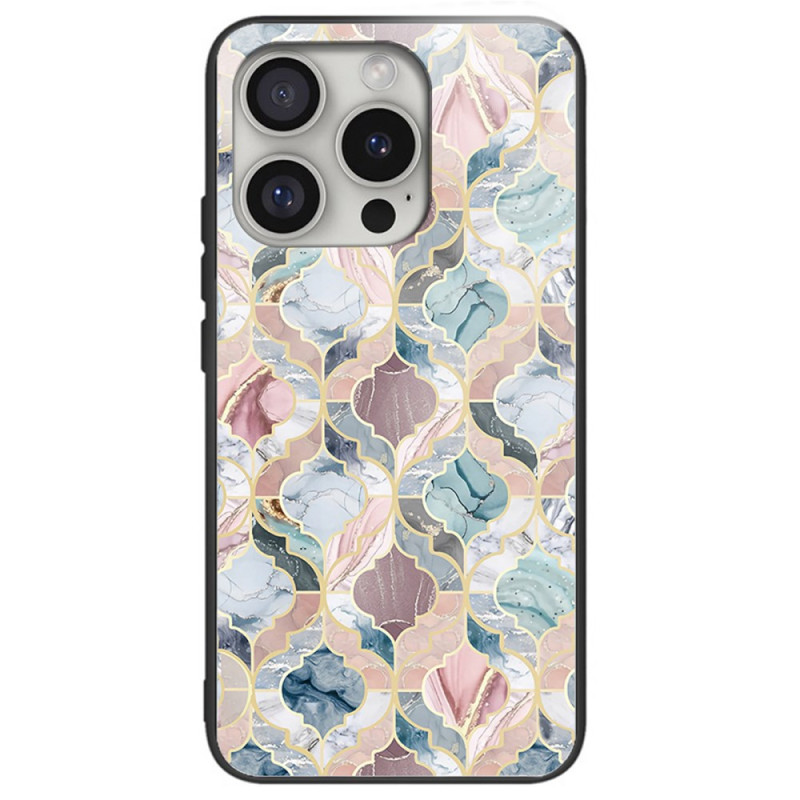 Capa de vidro temperado para iPhone 16 Pro Tile Marble