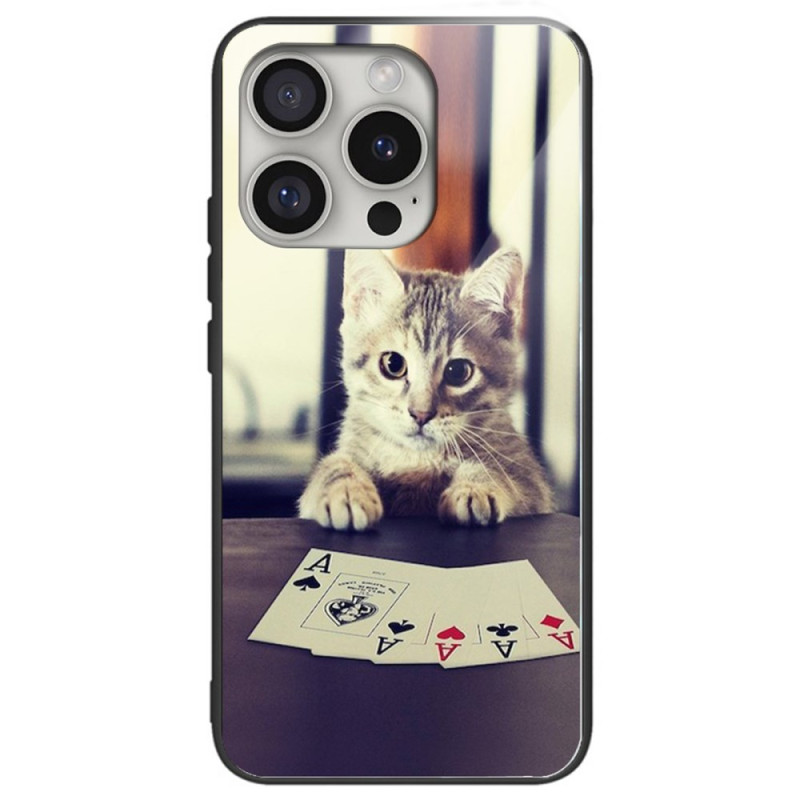 Capa iPhone 16 Pro Vidro temperado Poker Cat