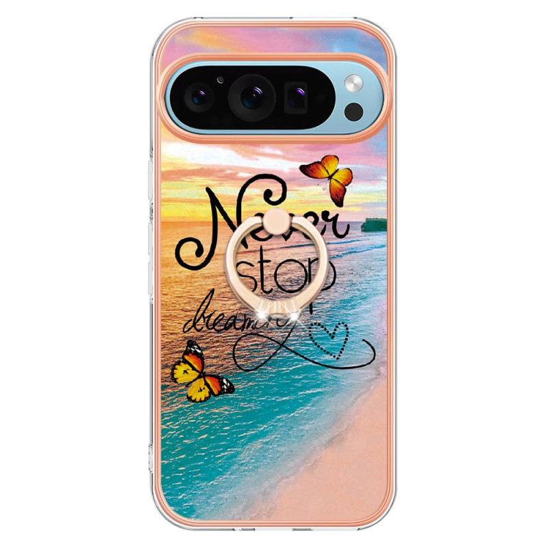 Capa para Google Pixel 9 / Pixel 9 Pro Anel de suporte Nunca pare de sonhar