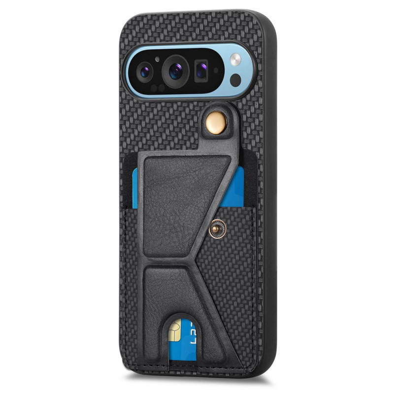 Capa de fibra de carbono para Google Pixel 9 / Pixel 9 Pro Suporte para cartão