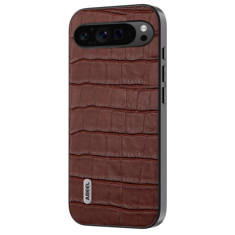 Capa de couro para Google Pixel 9 Pro XL Efeito crocodilo ABEEL