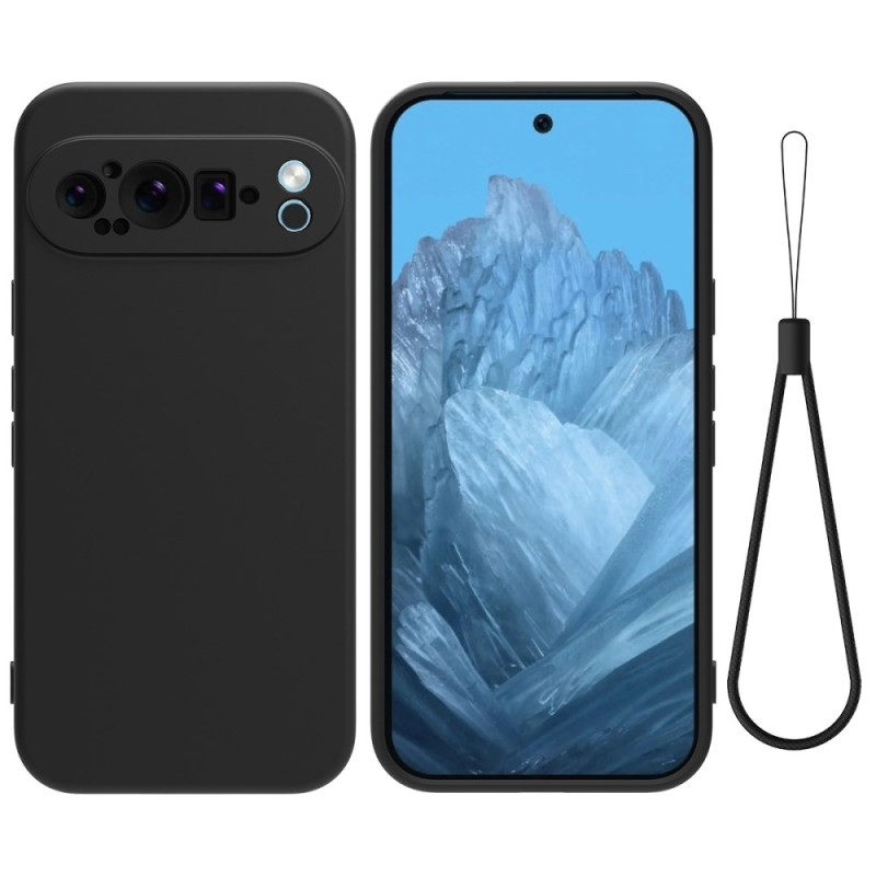 Capa de silicone líquida para Google Pixel 9 Pro XL com correia