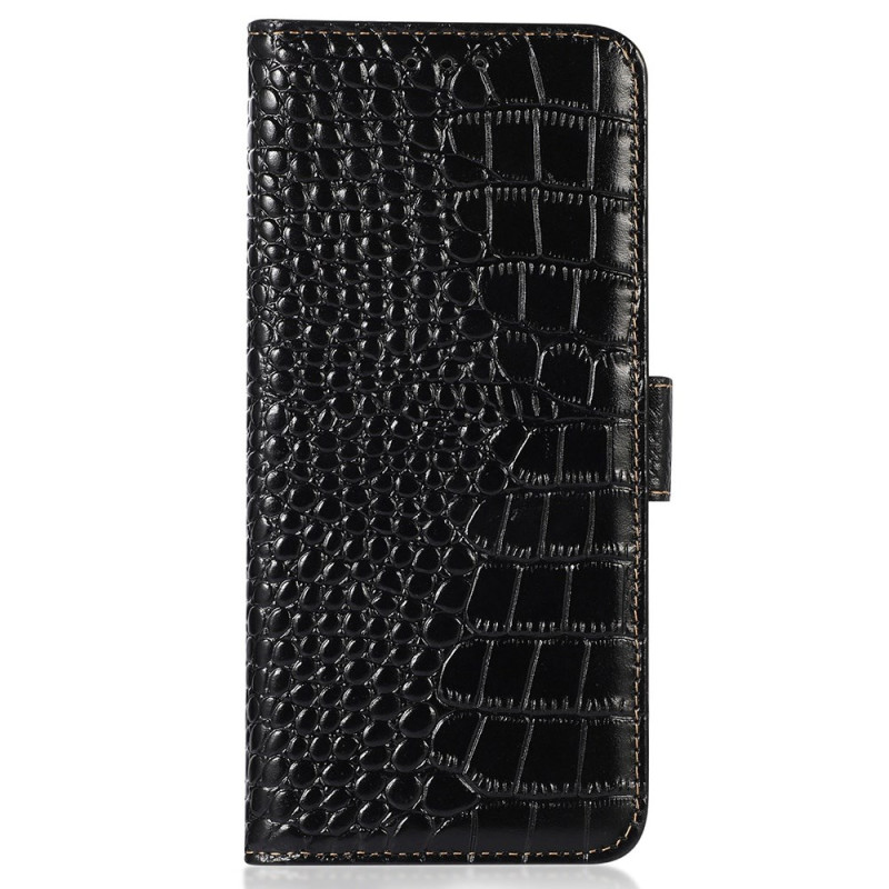 Capa de couro para Google Pixel 9 Pro XL estilo crocodilo