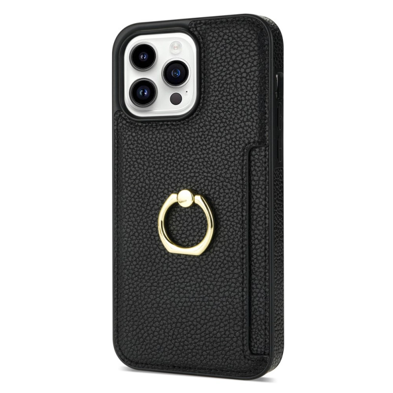 Capa para iPhone 16 Pro com efeito de pele Suporte para cartões e suporte