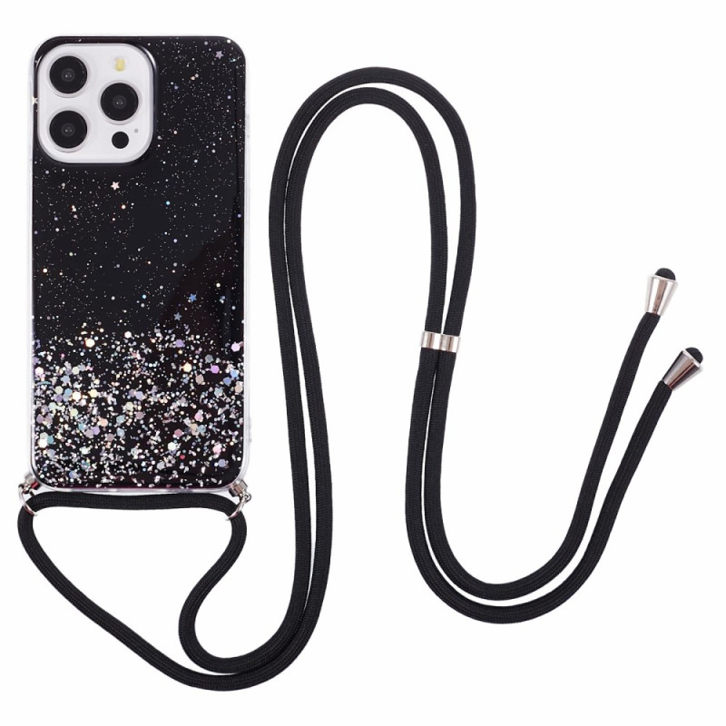 Capa com cordão para iPhone 16 Pro Glitter