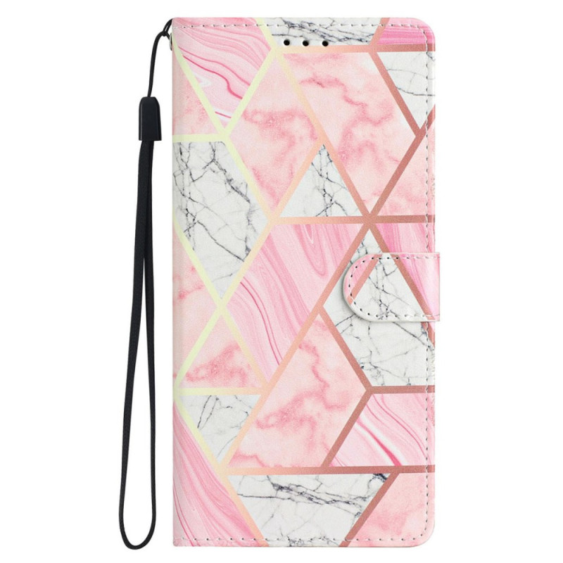 Capa com cordão para iPhone 16 Pro Max Pink Marble