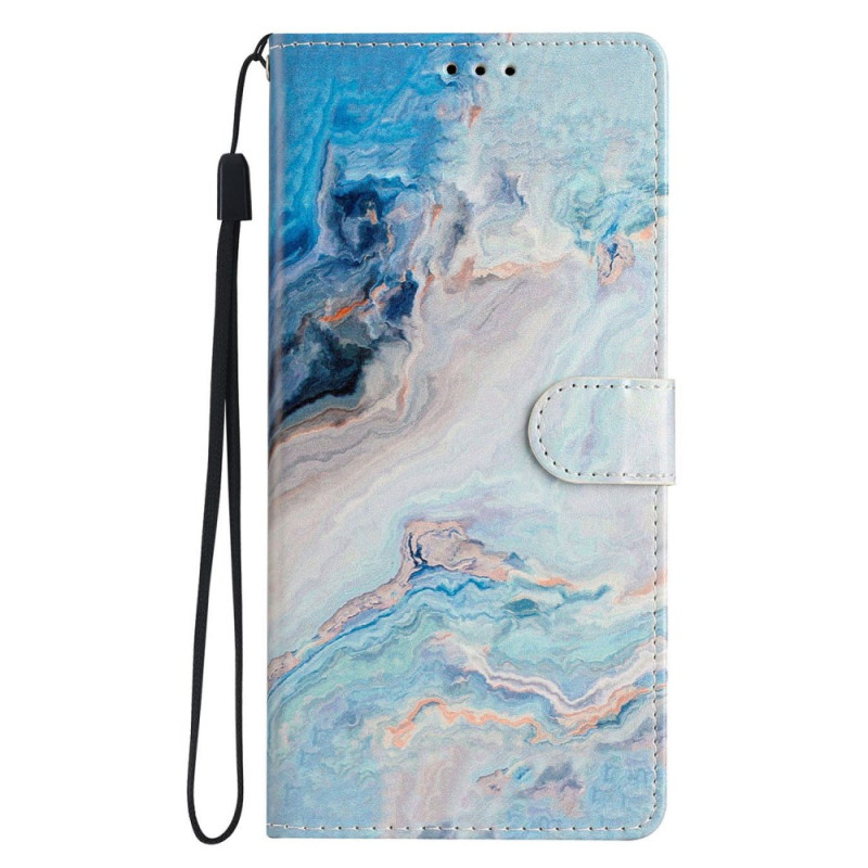 Capa para iPhone 16 Pro Max Marble Blue com correia