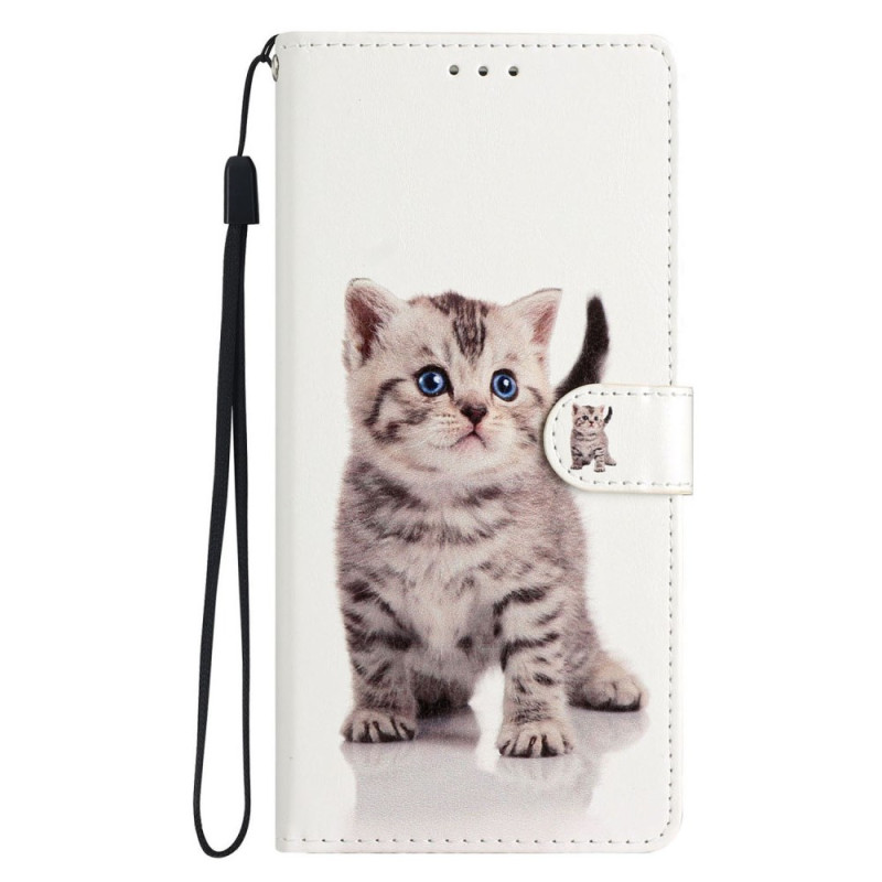 Capa para iPhone 16 Pro Max Gato giro com cordão de pescoço