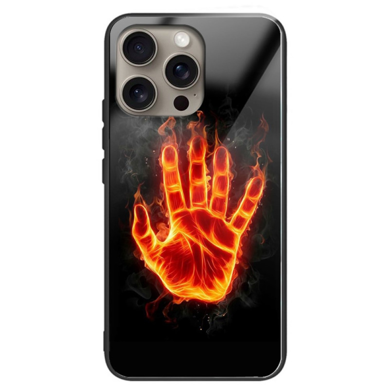 Capa de vidro temperado para iPhone 16 Pro Max Palm of Fire