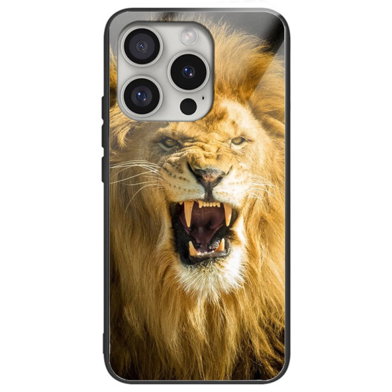 Capa de vidro temperado para iPhone 16 Pro Max Lion