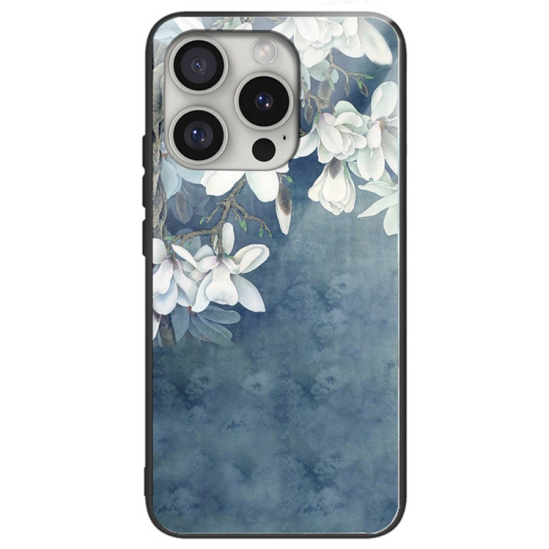 Capa de vidro temperado para iPhone 16 Pro Max Magnolia Printed