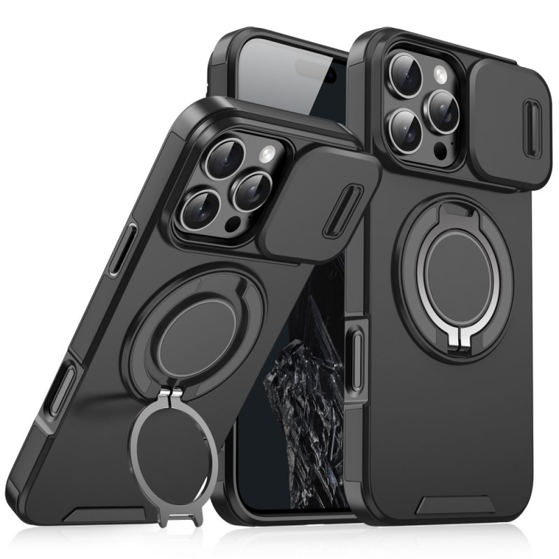 Capa magnética para iPhone 16 Pro Max com proteção para a protecção para lente
 e suporte para anel