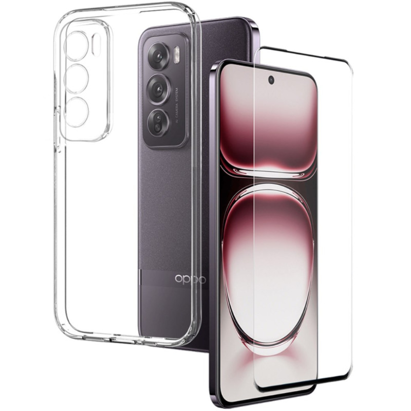 Capa transparente Oppo Reno 12 Pro 5G com protetor de ecrã curvo NORTHJO