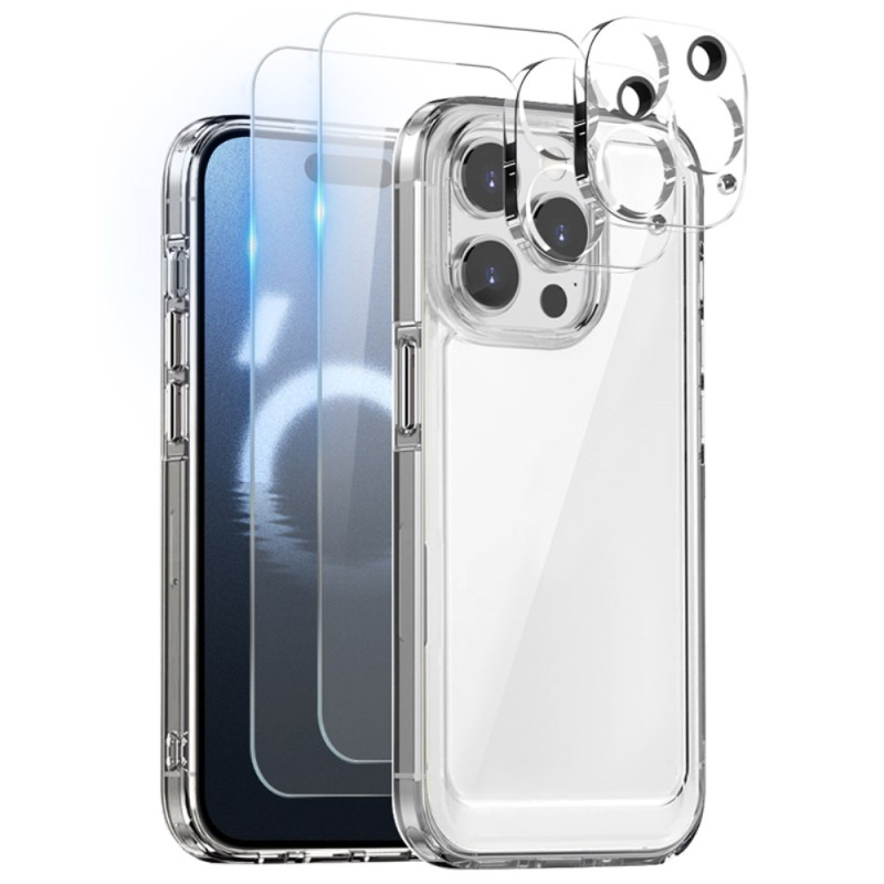 Capa transparente para iPhone 16 Pro Max com 2 películas protectoras
 de ecrã e 2 tampas de protecção para lente
 NORTHJO