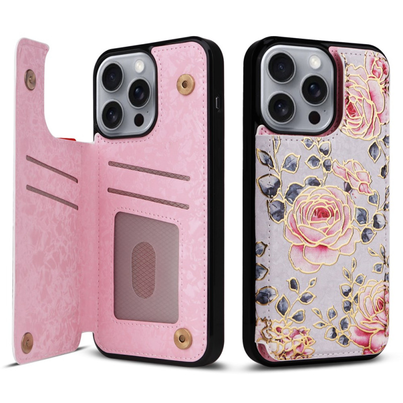 Capa para iPhone 16 Pro Max RFID Blocking Card Case Floral