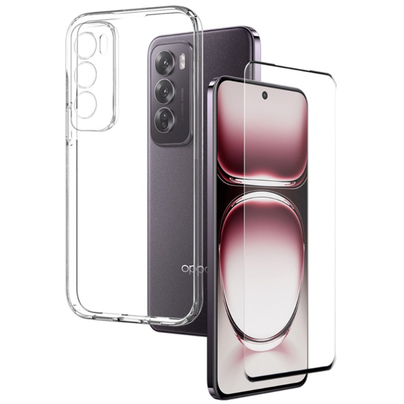 Capa transparente Oppo Reno 12 5G com proteção de ecrã em vidro temperado