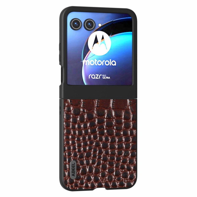 Capa Motorola Razr 50 5G Couro Estilo Crocodilo ABEEL