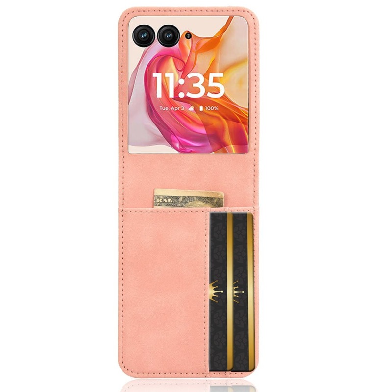 Capa Motorola Razr 50 Ultra / Razr Plus 2024 Capa para cartão com efeito de pele