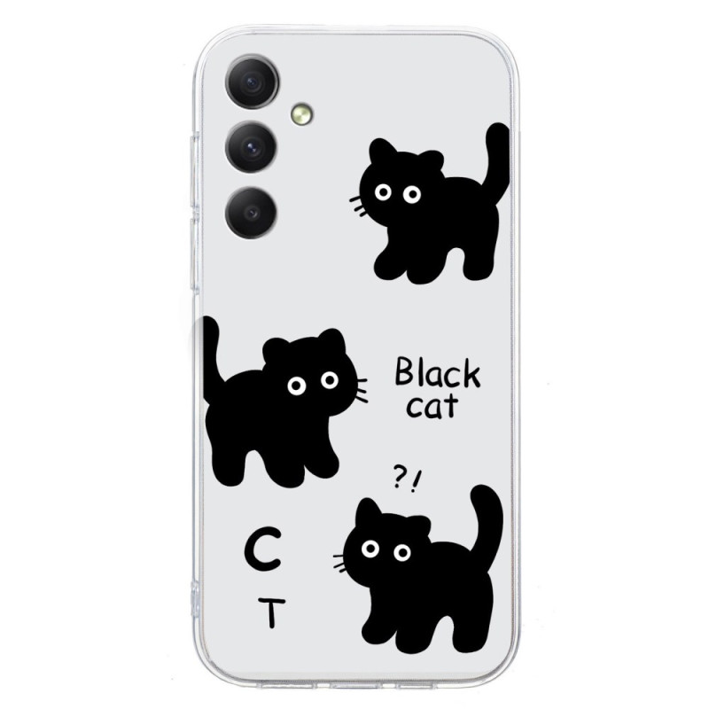 Capa de gato preta para Samsung Galaxy S24 FE