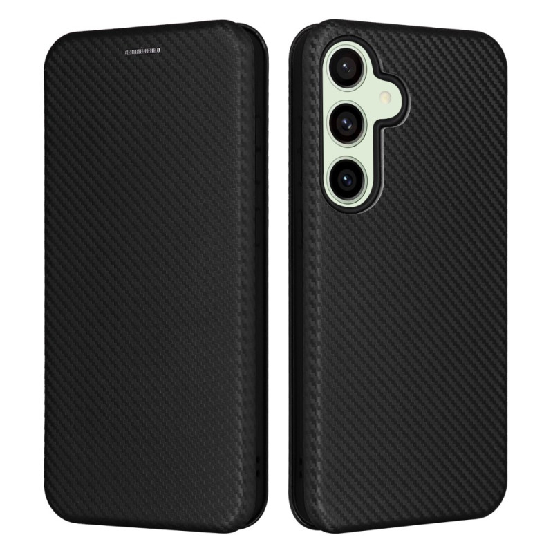 Capa Flip Cover Samsung Galaxy S24 FE Textura Fibra de Carbono