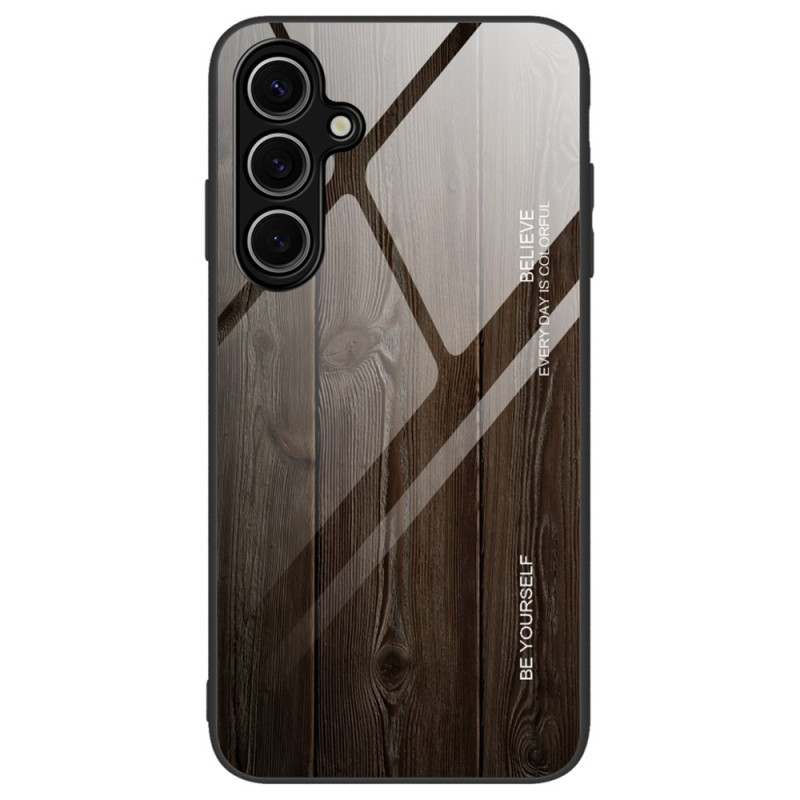 Capa de vidro temperado com efeito madeira para Samsung Galaxy S24 FE