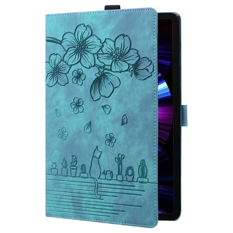 Capa articulada para iPad Air 13 (2024) / iPad Pro 12.9 (2021) / (2020) Gatos e flores