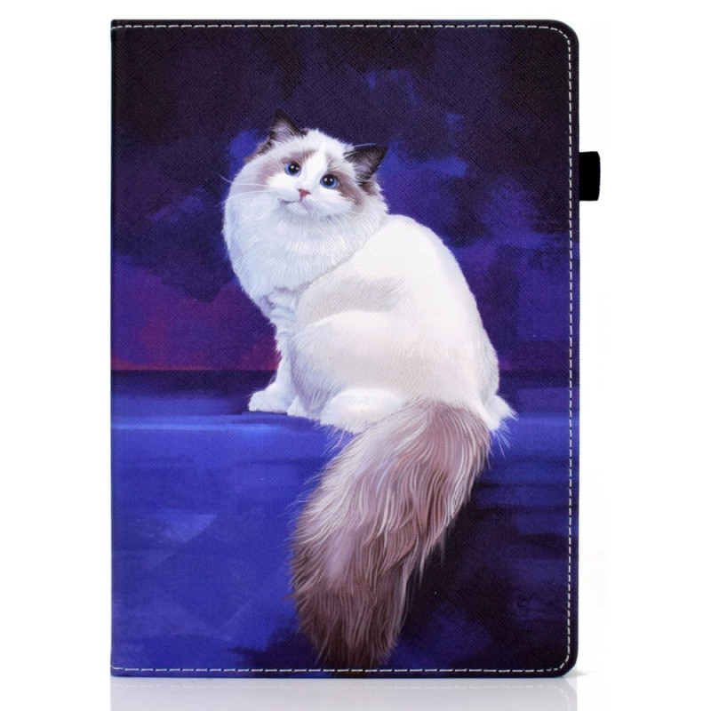 Capa para iPad Pro 11 (2024) Gato branco Faixa elástica