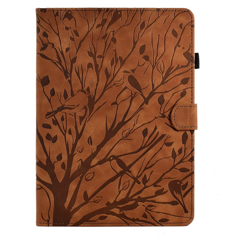 Capa flip para iPad Pro 11 (2024) Efeito camurça Padrão de árvore