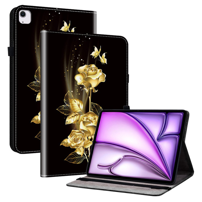 Capa Butterfly dourada e cor-de-rosa para iPad Air 11 (2025) (2024)