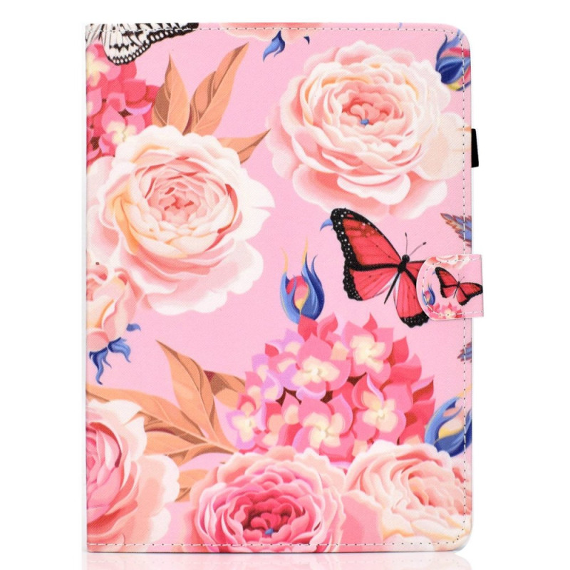 Capa para iPad Air 11 (2024)/Air (2022) (2020)/ Pro 11 Flores Rosas e borboletas