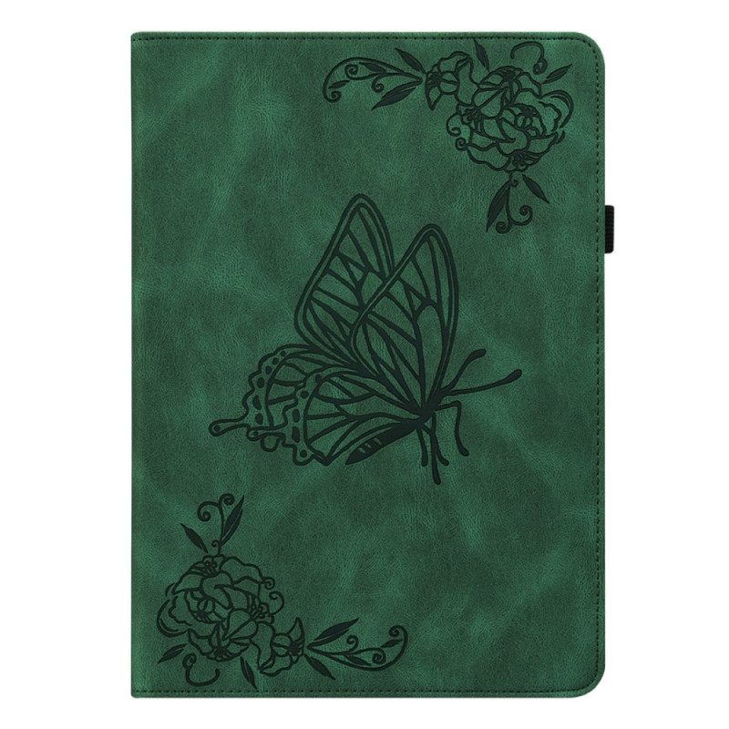 Capa para iPad Air 11 (2025) (2024) Efeito camurça Borboletas e flores