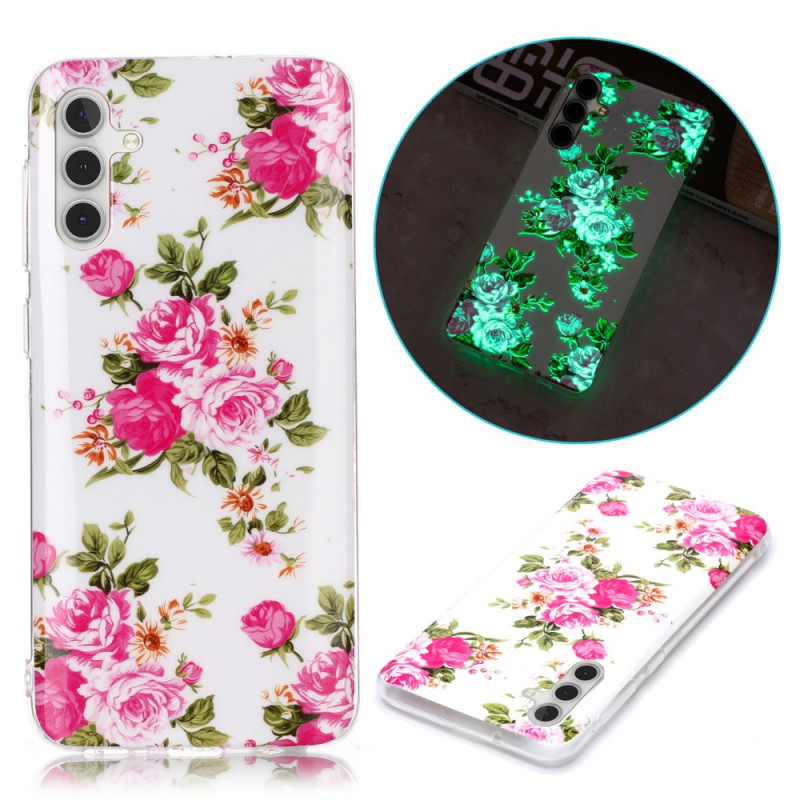 Capa com padrão luminoso para Samsung Galaxy A24 4G Roses