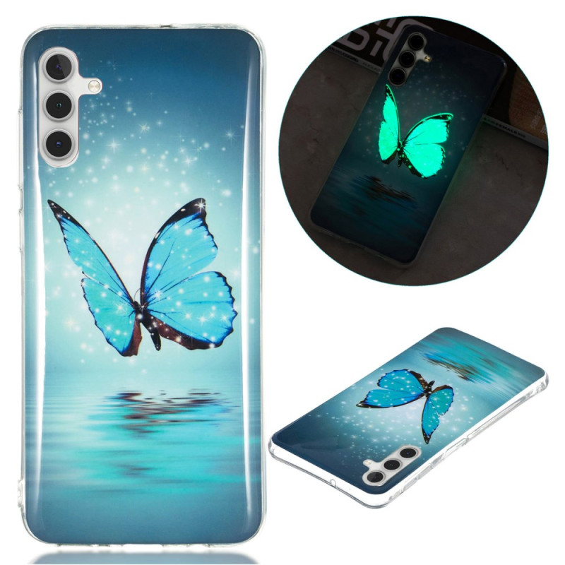 Capa Butterfly Azul Luminosa para Samsung Galaxy A24 4G