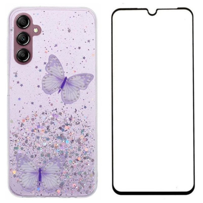 Capa protetora para Samsung Galaxy A24 4G Vidro temperado decorado com borboletas