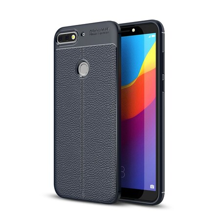 Huawei Y7 2018 Capa de couro Linha dupla de efeito Lychee