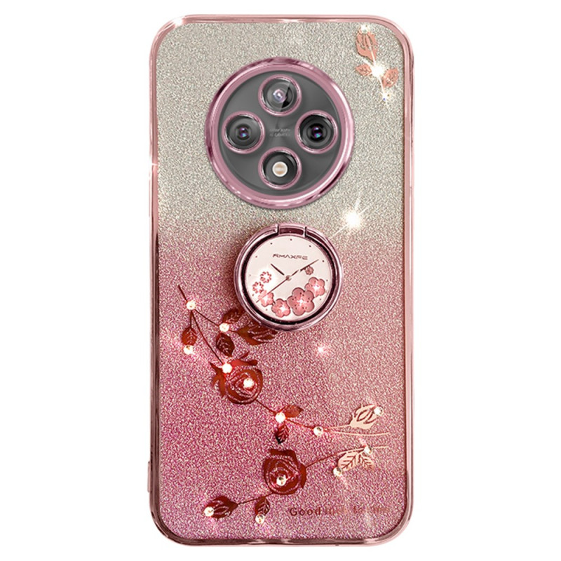 Coque Xiaomi Redmi 14C Anneau-Support Fleurs et Strass KADEM