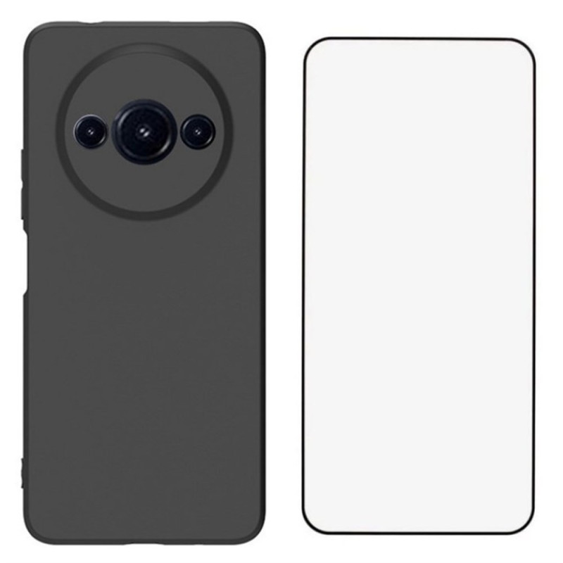 Coque Xiaomi Redmi A3 / Poco C61 Silicone Mat avec Protection Écran en Verre Trempé