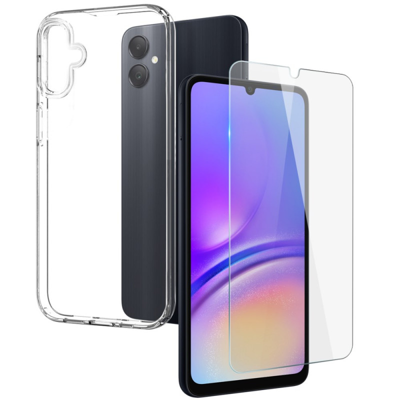 Capa transparente para Samsung Galaxy A05 com proteção de ecrã em vidro temperado