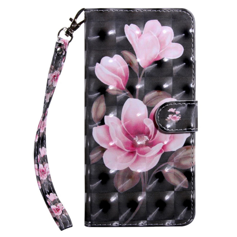 Capa para Samsung Galaxy A16 4G / 5G com alça floral cor-de-rosa